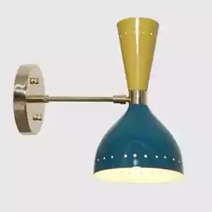 Two Light Articulated Sconce Mid-Century Modern Stilnovo Style Brass Wall Lamp - Picture 1 of 8