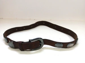 Cinturón de cuero marrón occidental para mujer con hebilla de peltre y cabujones lisos talla - Imagen 1 de 7