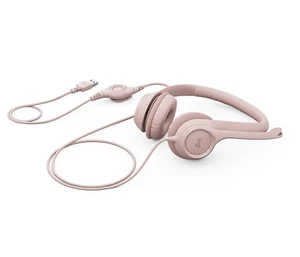 USB Headphones Noise Cancelling Mic Pink Headset Logitech H390 Rose Original New - Picture 1 of 6