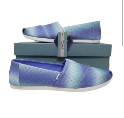 TOMS Mujer TALLA 9.5 Brillo Sirena Escalas Estampado Zapatos Cómodos Informales Nuevos Foto 1 de 4
