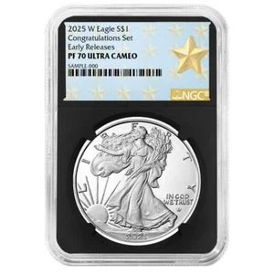 2025-W Proof $1 American Silver Eagle Congratulations Set NGC PF70UC ER West - Picture 1 of 2