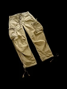 Vintage Abercrombie Fitch Pant Medium Khaki Cargo Baggy Paratrooper Y2K Rare - Picture 1 of 14