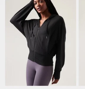 ATHLETA Plus Balance Black Zipped Jacket Hoodie Sweatshirt 1X - Picture 1 of 10