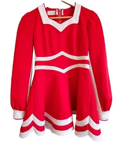 Vtg 60s 70s Handmade Red White Cheerleader Dress Lined Sz Sm - Picture 1 of 13