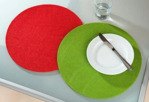 Montaña rusa de fieltro rojo 35 cm mantel individual montaña rusa de fieltro 3 mm mesa decorativa roja - Imagen 1 de 2