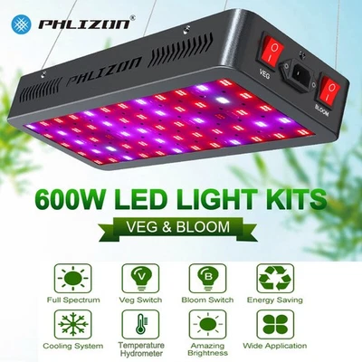 Phlizon Luz LED de Crecimiento 6000W Espectro Completo Hidropónico Interior Plantas Vegetales Flor Foto 1 de 4