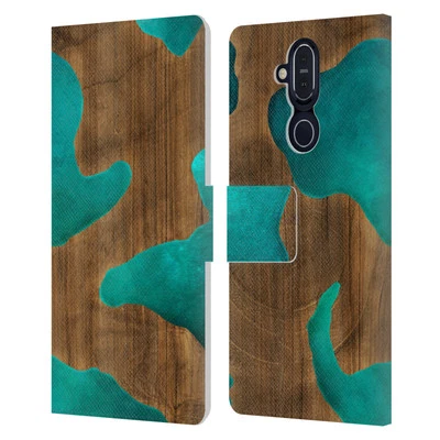 OFFICIAL ALYN SPILLER WOOD & RESIN LEATHER BOOK CASE FOR MICROSOFT NOKIA PHONES - Image 1 of 4