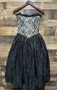 Vestido Formal Gunne Sax 7 **Defecto** Sin Tirantes Negro Baile de graduación Juniors De Colección Impresionante - Imagen 1 de 6