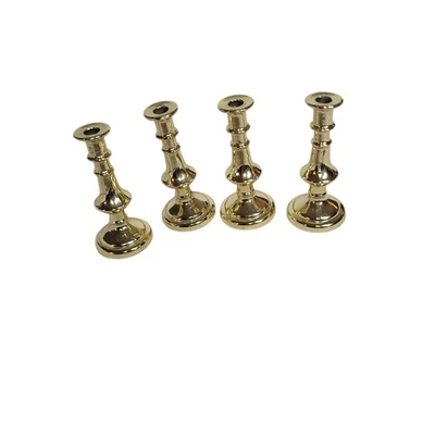 Candelabros miniatura latón pulido color 2,7 pulgadas de alto juego de 4 dorados Foto 1 de 4