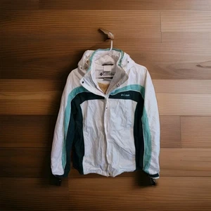COLUMBIA SKI JACKET WOMEN'S MEDIUM W/ HOOD WHITE & GREEN - Picture 1 of 6