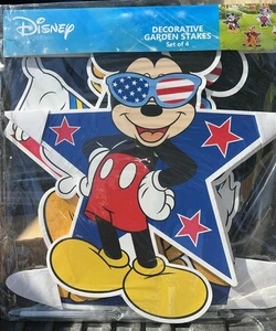 Disney Mickey Mouse Decorative Garden Stakes Set Of 4 Memorial Labor Day July 4 - Picture 1 of 3