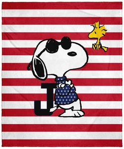 Peanuts Joe Cool Snoopy Woodstock Flagge Plüsch Fleece Überwurf Decke Wandrolle - Bild 1 von 4