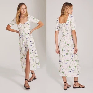 Neu mit Etikett Favorite Daughter The Vineyard Kleid Frühling Blumen Größe 2 elfenbeinfarben Midi 288 $ - Bild 1 von 11