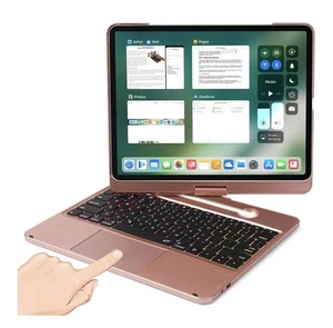LENRICH iPad Air 13" (M2 2024, M3 2025) case w/ Keyboard Rose Gold Backlit, 360 - Picture 1 of 22