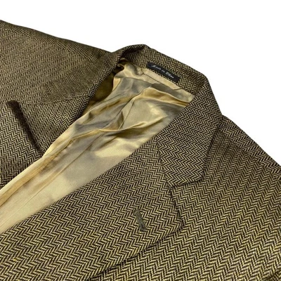 Ibiza Men’s Argo Silk/Wool 2-Button Blazer Beige/Black Houndstooth • 42R - Image 1 of 4