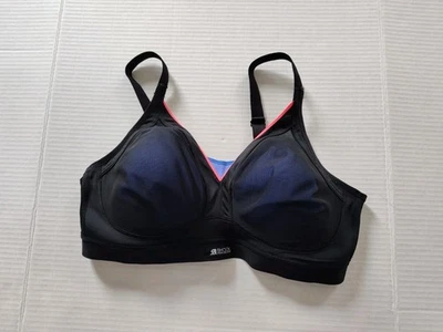 Sujetador deportivo amortiguador para mujer talla 38C negro/azul entrenamiento deportivo S015F  Foto 1 de 4