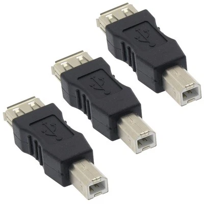 3 Pcs USB-A Female to Type B Male Scanner Printer Adapter Converter Connector - Image 1 of 2