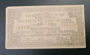 WWII Japanese Occupation Guerrilla 1942 25 Centavos Japan US War Collection Note - Picture 1 of 2