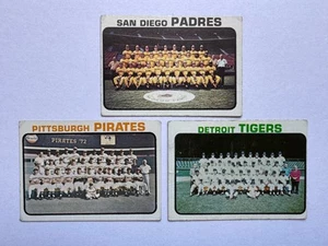 1973 Topps Padres, Pirates, Tigers Team Card Lot (3 cards, low grade) - Picture 1 of 2