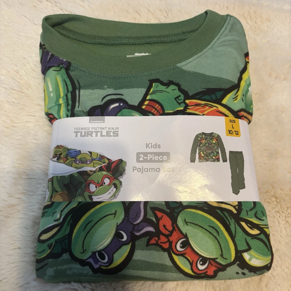 Juego de pijama verde franela personaje Tortugas Ninja adolescentes mutantes Nickelodeon Foto 1 de 4