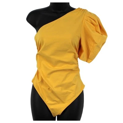 Body Free People Mujer Pequeño Un Hombro Manga Abullonada Puesta de Sol Dorado Verano Foto 1 de 4