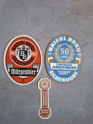 3 Bieretiketten Baierl Bräu Brauerei Eichendorf, 50 Jahre Jubiläums Märzenbier - Bild 1 von 2