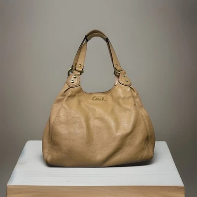 Y2K Vintage Coach F21926 Ashley Leather Hobo Handbag - Tan w/ Purple Lining 🔥😍 - Image 1 of 4