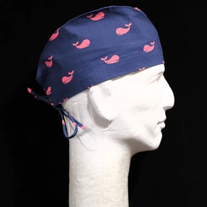 Pink Whale Theme Scrub Hat - Picture 1 of 1