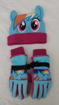 Luvas de esqui My Little Pony Power inverno gorro chapéu menina tamanho pequeno - Imagem 1 de 4