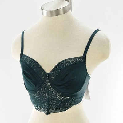 Sujetador de encaje con aros sin forro LUCY 72952 HANRO verde aguas profundas 32C nuevo con etiquetas Foto 1 de 2