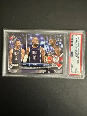 2024 Topps Now Juegos Olímpicos Curry James Durant Equipo EE. UU. #26 COMO NUEVO PSA 9 Leyendas Oro Foto 1 de 2