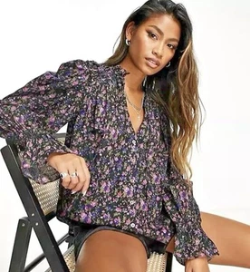 Blusa floral Free People para mujer manga abullonada grande destinada a ser cottage boho - Imagen 1 de 11