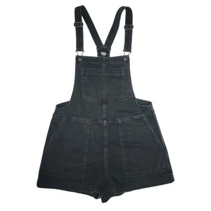 Aerie Womens Overall Shorts Size S Black Stretch Romper Denim Jeans Shorts - Picture 1 of 10
