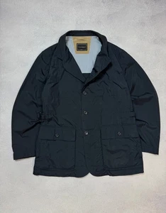 Canali Mens Jacket Luxury Qualited Rain Wind Tech Navy Blue Size 54 Buttons Down - Picture 1 of 17