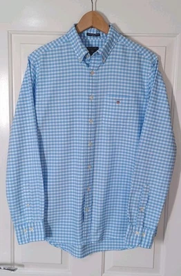 Gant Oxford Gingham Men's Blue/White Check Long Sleeve Shirt Medium - Image 1 of 4