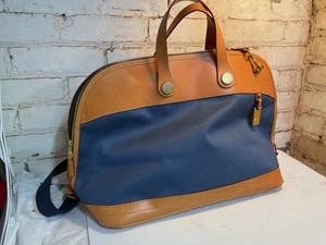 Dooney & Bourke braun Leder Canvas Cabriolet Beuteltasche Weekender Reisetasche 13x23x9 - Bild 1 von 12