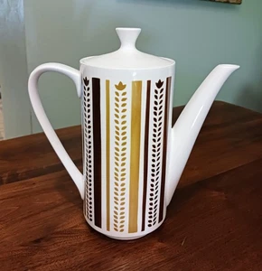 HTF Mid Century Mikasa Cera Stone Menlo Tall Coffee Tea Pitcher! - Picture 1 of 7