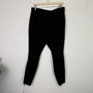 American Eagle Jeans Womens Size 20 Regular Black High Rise Jegging Distressed - Picture 1 of 7