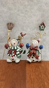 Schneemann Paar Figur Holiday Collection Lot 2 Metall Resin Mr & Mrs Cardinal - Bild 1 von 7