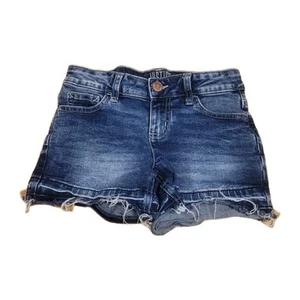 Girls JUSTICE Blue Denim Distressed Jean Shortie Shorts sz 10 - Picture 1 of 7