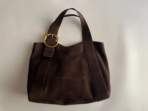 Bolso de Mano GUCCI Ribot Cabeza de Caballo Cuero Nubuck Marrón Oscuro De Colección Usado Italia - Imagen 1 de 24