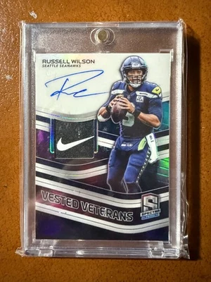 Russell Wilson 2019 Panini Spectra Nice Patch Auto - Vested Veteran (1/2) - Image 1 of 2