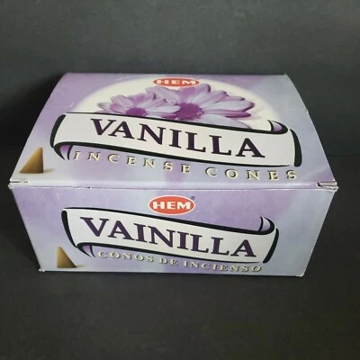 Estuche de vainilla incienso HEM de 11 cajas 10 conos y 1 caja que tiene 7 conos. Usado Foto 1 de 4