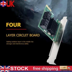 1X to SATA3.0 4 Port Riser PCI-E X1/X4/X8/X16 Expansion Adapter Card 6Gbps - Picture 1 of 8