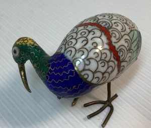 Estatuilla miniatura vintage china de pájaro esmaltado cloisonné, 2,5"" de largo, 2 de alto, RARA - Imagen 1 de 8