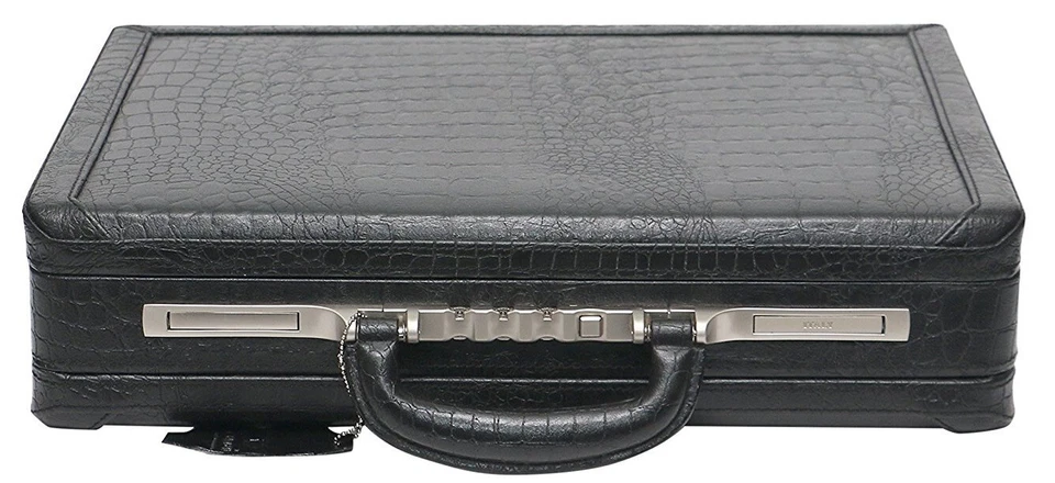 ACEKING COCO CUERO MALETÍN ADJUNTO 18 PULGADAS AMPLIABLE CERRADURA DE SEGURIDAD ITALIANA Foto 1 de 1