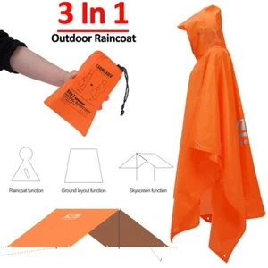 3-in-1 Outdoor Hooded Waterproof Rain Poncho for Motorcycle, Camping, Hiking - Picture 1 of 4