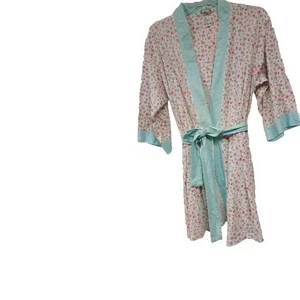 Aria Short Spa Wrap Tie Bathrobe Women's Medium Floral - Picture 1 of 7