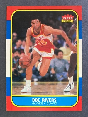 1986 Fleer #91 Doc Rivers RC (Atlanta Hawks)    ROOKIE!    MARQUETTE!    (B) - Image 1 of 2