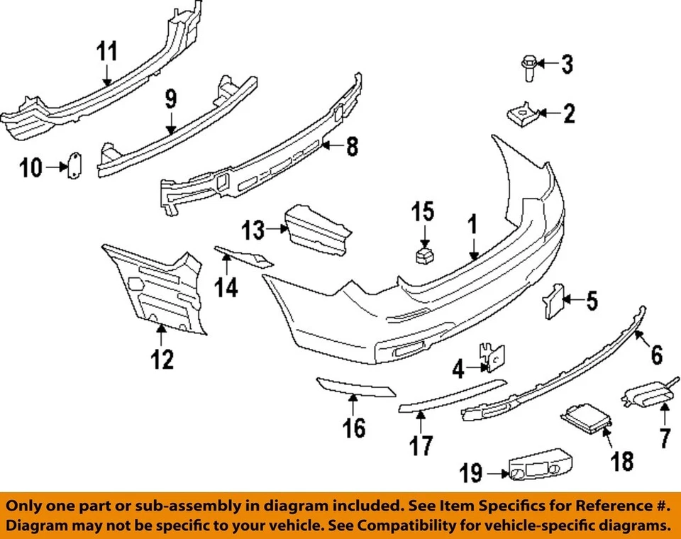 Componentes del parachoques trasero BMW OEM 11-15 740i - Panel de ajuste 51128047363 Foto 1 de 1